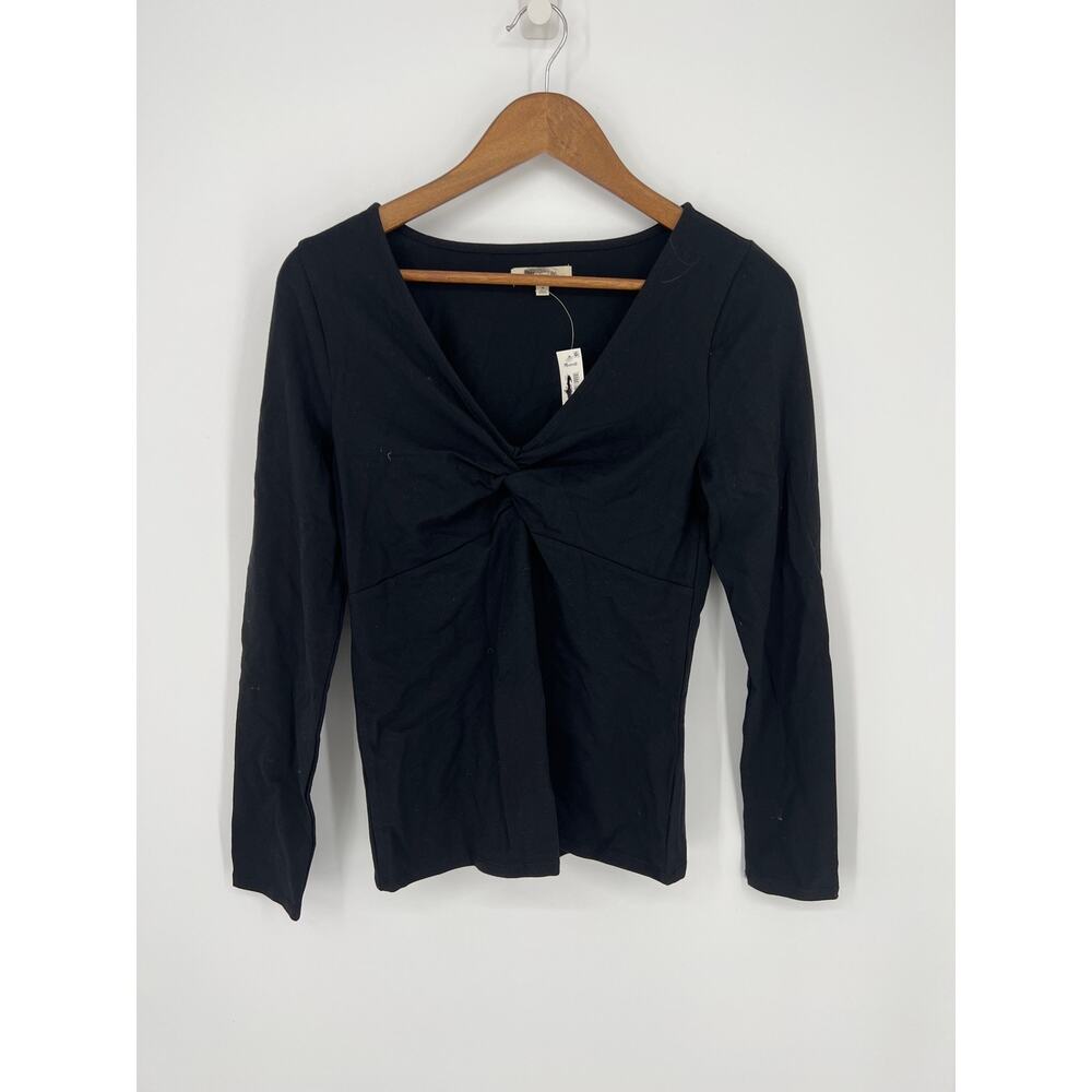 Madewell Black Brushed Ruched-Front Top NWT Size Small - Picture 9 of 11